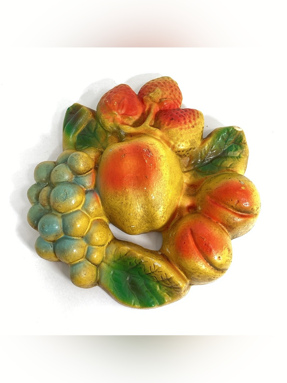 Vintage Plaster Chalkware Fruit Wall Plaque MCM Retro